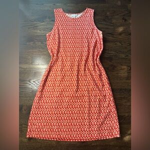 J. Jill Sleeveless Tank Dress Size S Red Orange Beachy Relaxed Midi Cotton